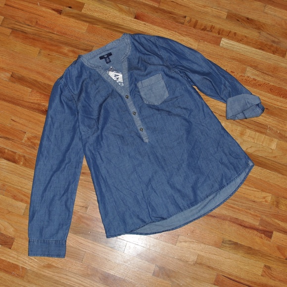 New GAP Mixed Chambray Split-Neck Tunic NWT [D1] - Picture 8 of 8